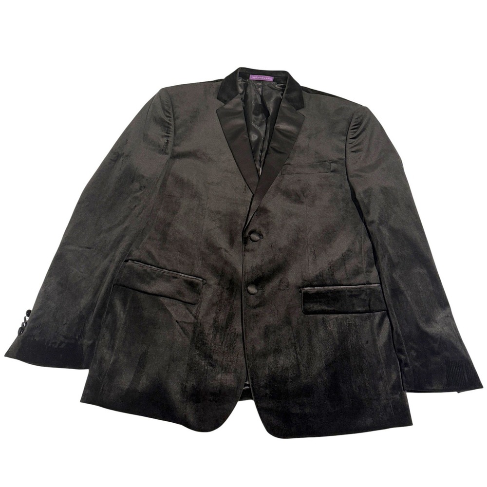 Vinci Black Velvet Tuxedo Blazer Satin Peak Lapel Formal Jacket Men's 44S